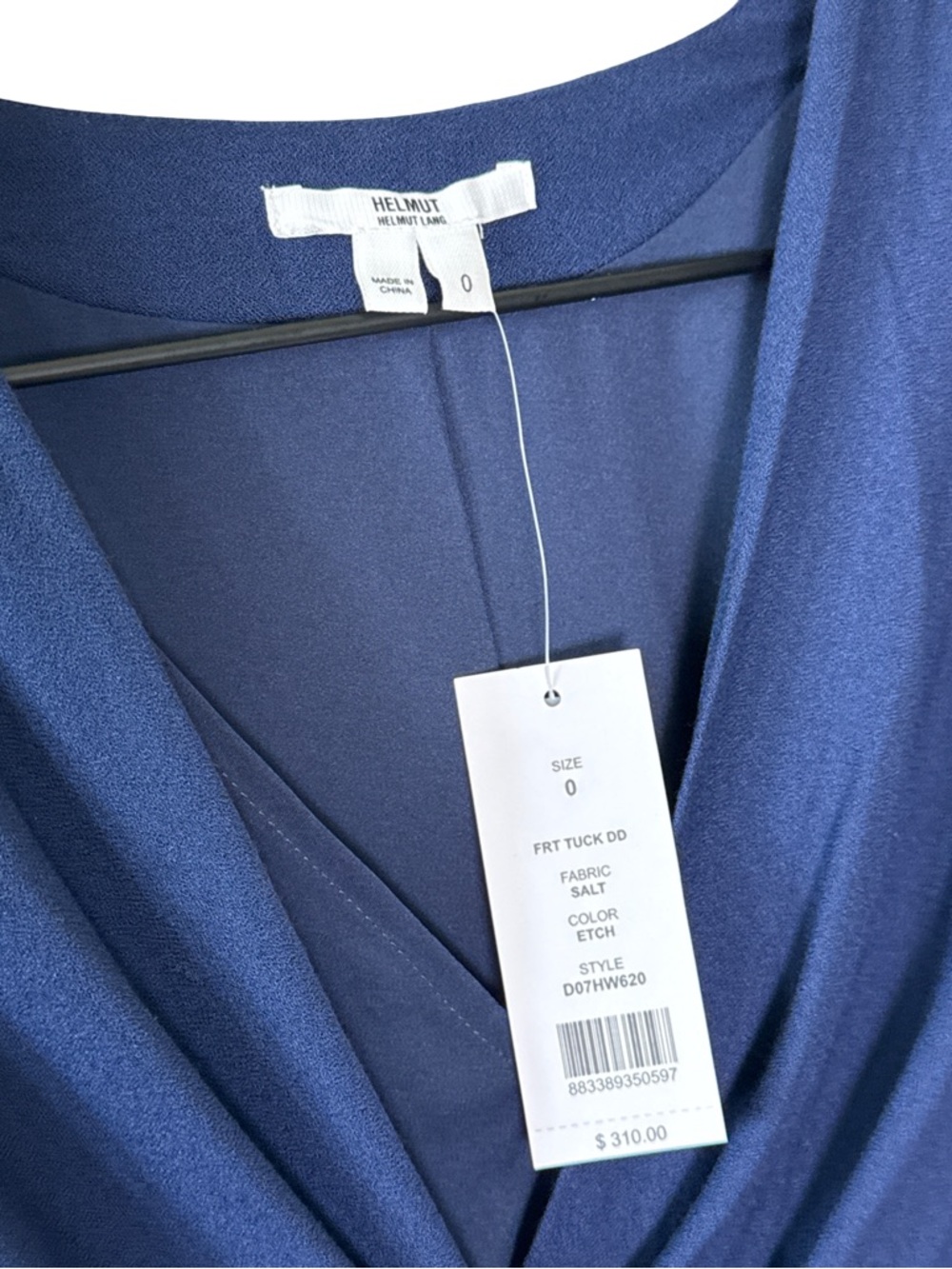 Helmut Lang Draped Tuck Dress Size 0 Navy Etch Minimalist NWT - Picture 4 of 7